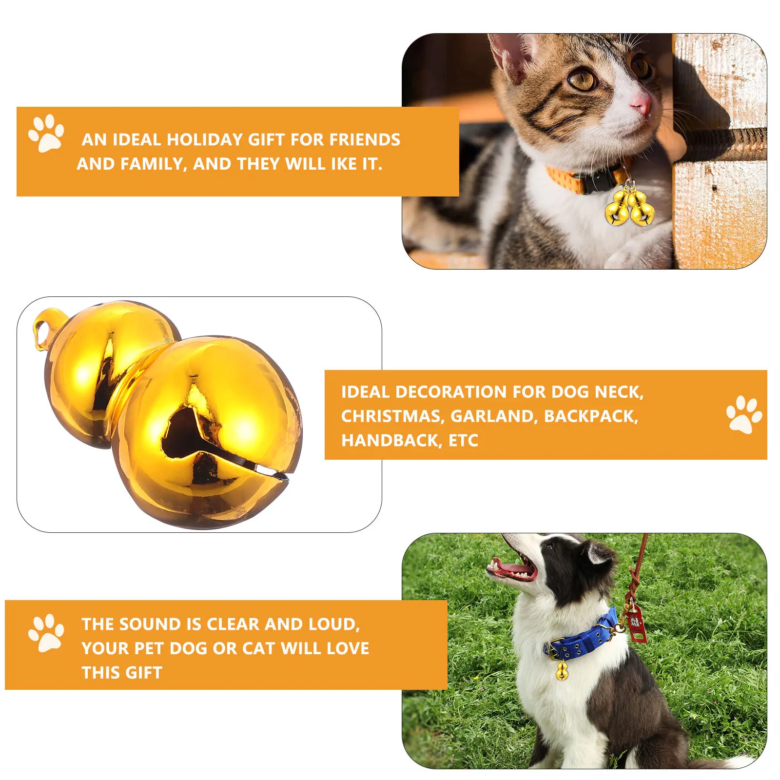 5 قطعة أجراس الحيوانات الأليفة على شكل قرع صغيرة خفيفة الوزن قلادة معلقة ثقب ل طوق الكلب القط شجرة عيد الميلاد الديكور صوت عال واضح #5
