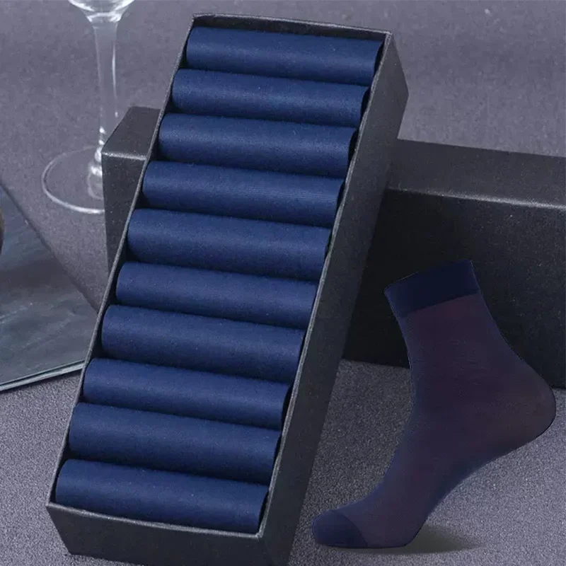 10pair Summer Men Socks Silk Ultrathin Bamboo Fiber Stripe Long Sock Sports Stockings Antibacterial Business Socks Sox Wholesale