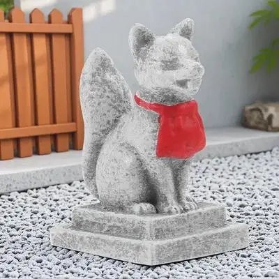 

2pcs Bird Shrine Ornament Mini Fox Japanese Style Garden Decor Resin Craft For Micro Landscape Succulent Pot Outdoor Animal