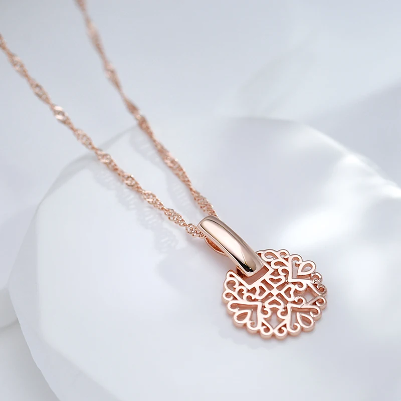 JULYDREAM Vintage Texture 585 Rose Gold Color Geometric Pendant Necklaces Women Elegant Wave Chain Jewelry Fashion Accessories