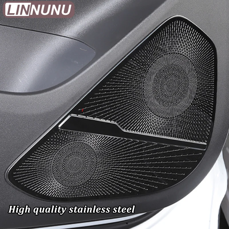 LINNUNU For Geely Boyue L Atlas II Starray Stainless Auto Interior Door Speaker Audio Horn Cover Trim Frame Sticker Car Styling