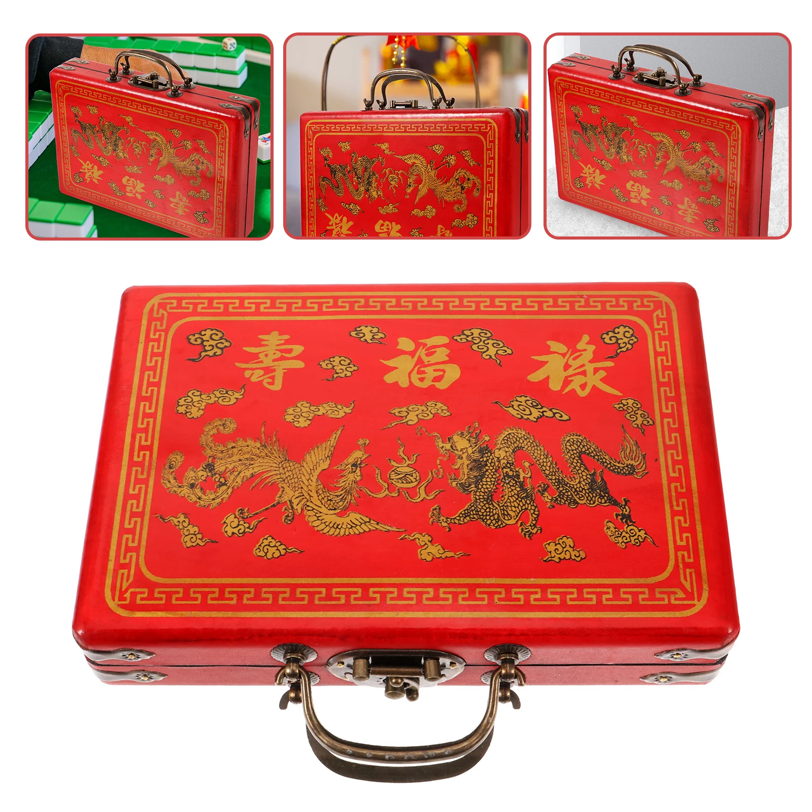 

Mahjong Box Gift Shirt Boxes for Presents Supplies Storage Case Suitcase Household Holder Retro Wooden Gifts