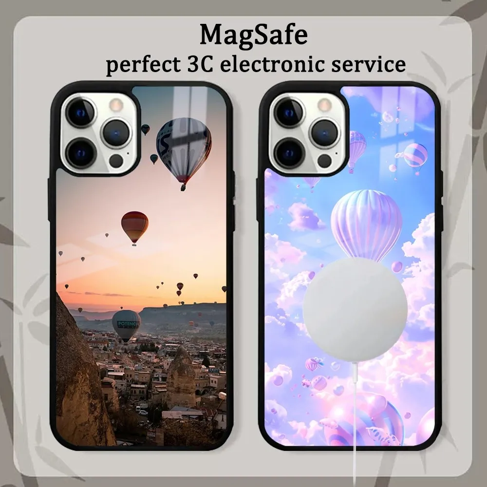 Romantic Creative Hot Air Balloon  Phone Case For iPhone16 15 14 13 12 11 Pro Max Plus Mini Mirror Magnetic Cover