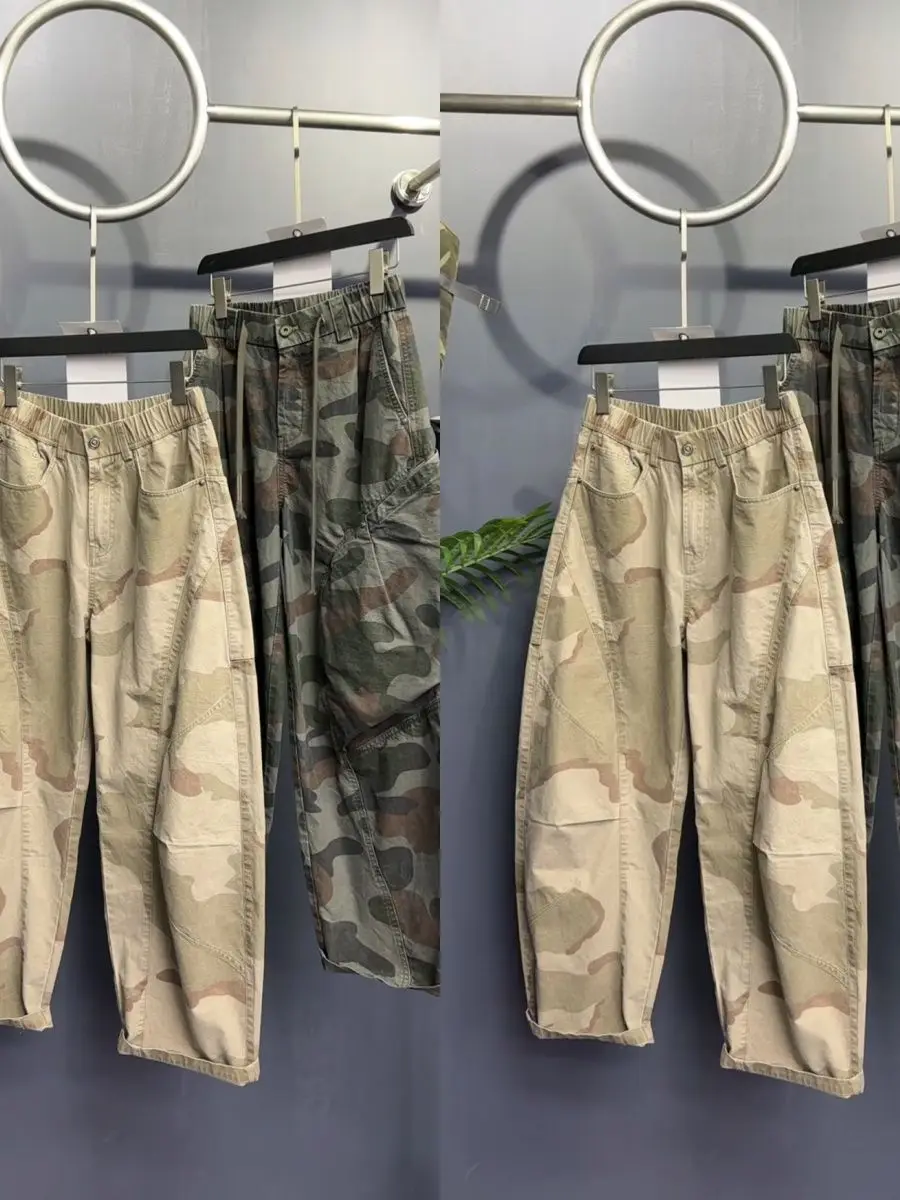 

Новые осенние модные камуфляжные свободные брюки унисекс, повседневные брюки в стиле ретро из полиэстера, прямые длинные брюки