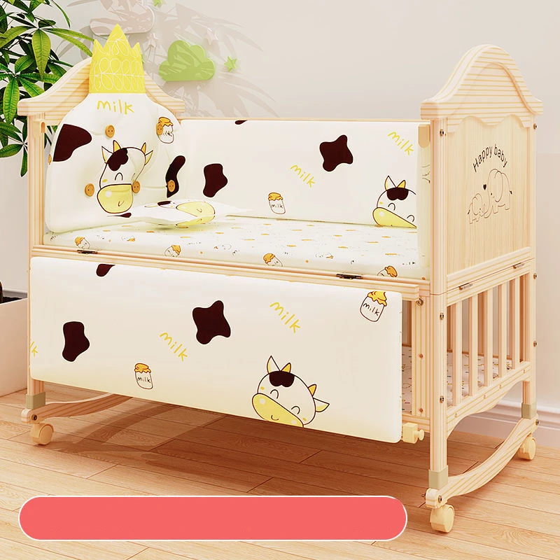 High-quality Cotton Baby Bedding Set Cartoon Pattern Newborn Protection Bed Bumpers Universal Soft Children Splicing Bed Bumpers