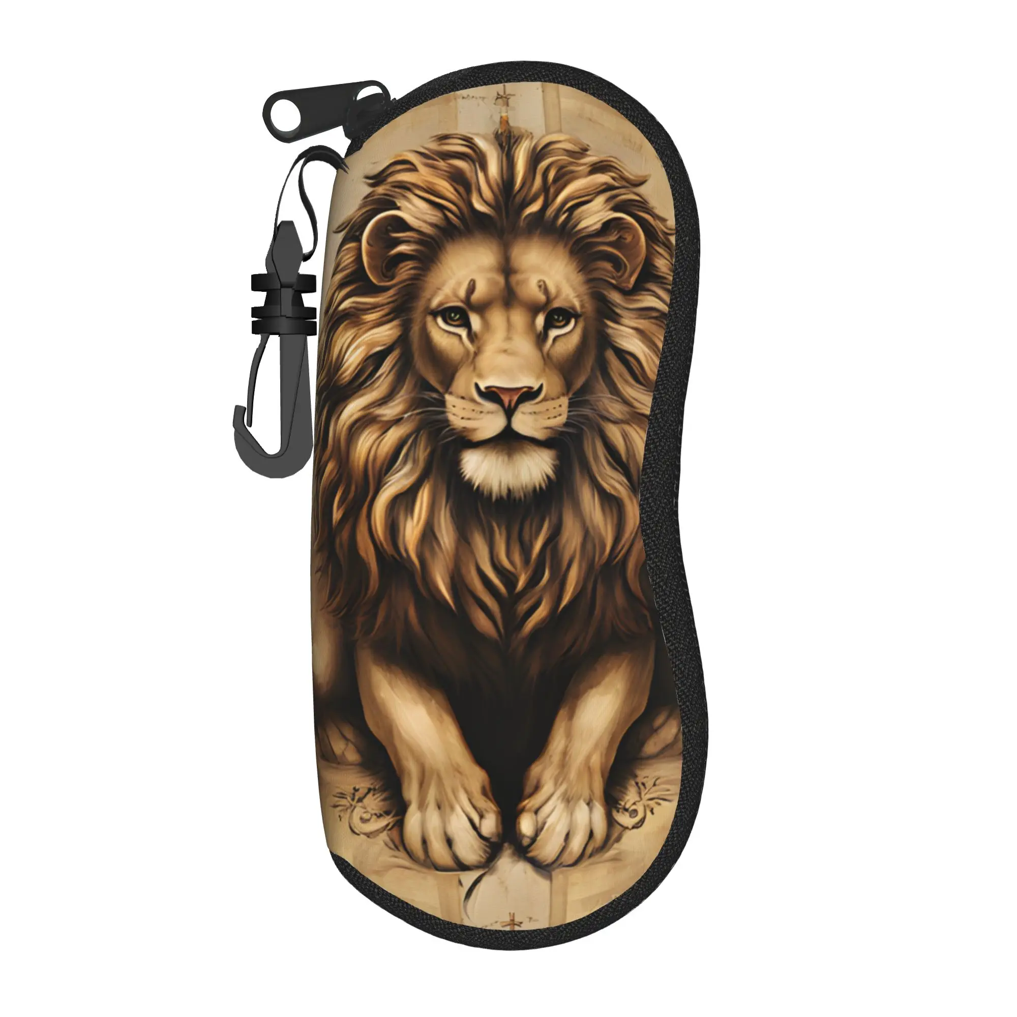 Cute Lion of Judah Cross Jesus Christ Glasses Case Printing Accessories  Sunglasses Storage Box Anti-Pressure Eyewear Container