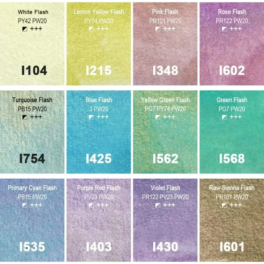 สีน้ำมันเหลวประกายมุก 12 ตลับครึ่ง ชุดสีน้ำมันกลิตเตอร์พร้อมเม็ดสีมุกเกรดศิลปิน พกพาสะดวกและกะทัดรัด