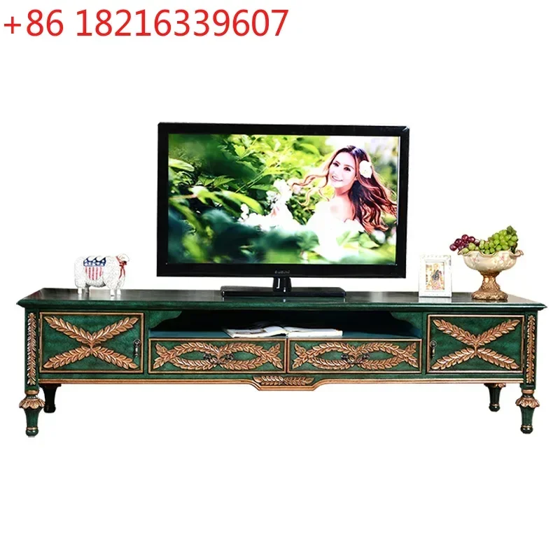 TAO TV Cabinet Small Apartment Living Room 2 M Coffee Table Combination Set Peacock Green Fashion Floor Cabinet