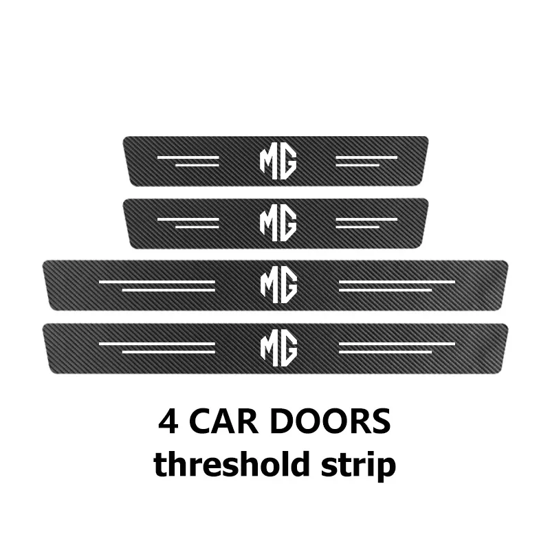 MG 4PCS Carbon Fiber Door Sill Scratch Resistant Stickers Fit MG ZS EV HS EHS PHEV MG3 MG4 MG5 MG6 MG7 GT ZR RX5 RX8 ONE Cyberst
