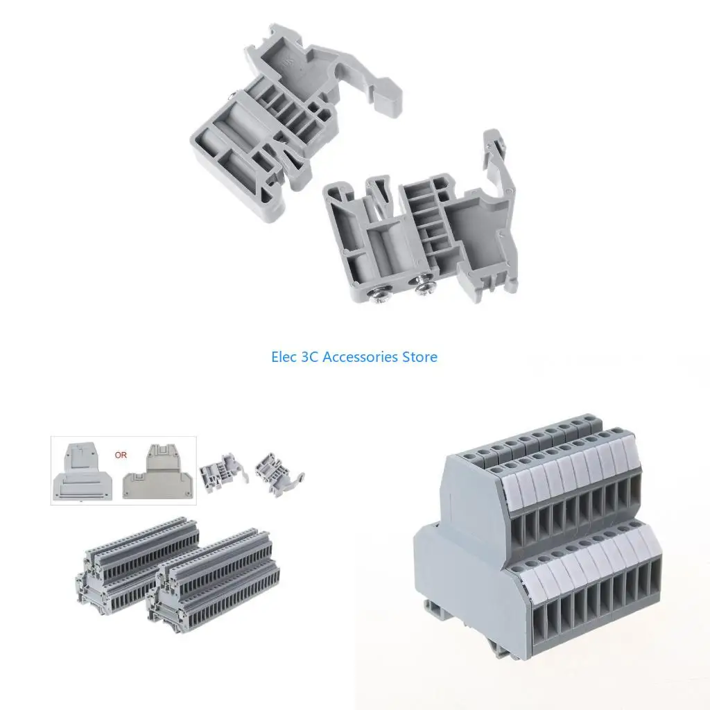 Y51A 50 Pcs UKK3 DIN Double Level Dual Row Terminal Block 500V 25A 28-12AWG Gray