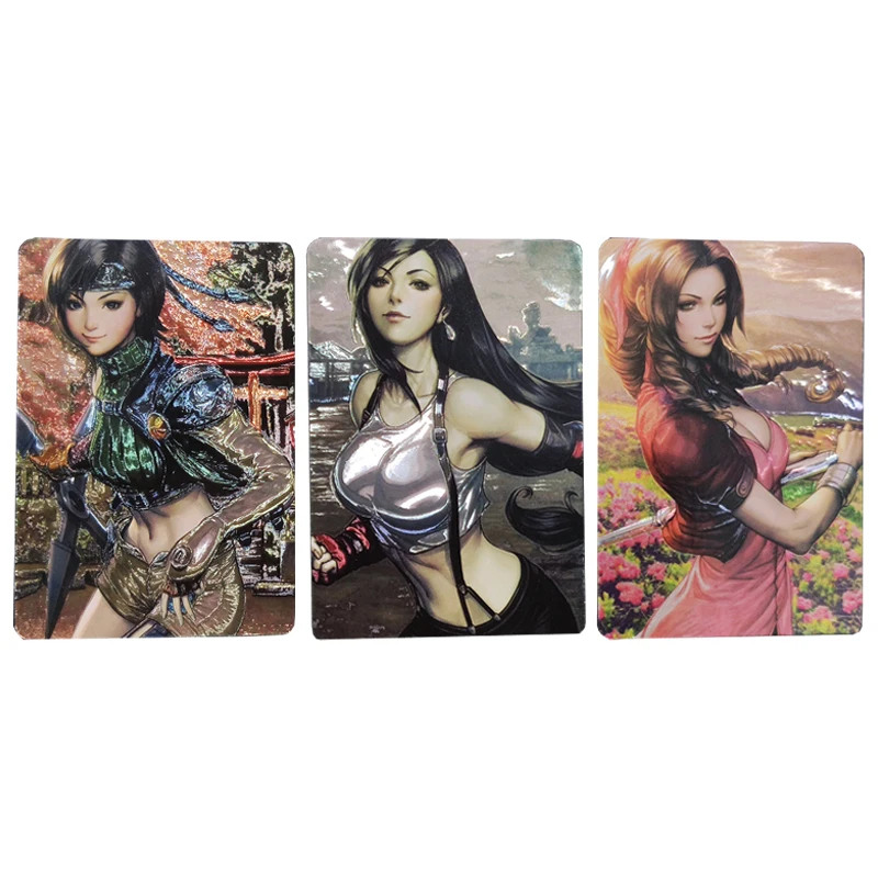 

3pcs/set Final Fantasy VII lithography flash card Tifa Aerith Kawaii Anime Girl Collection Toys Game Anime Collection Cards