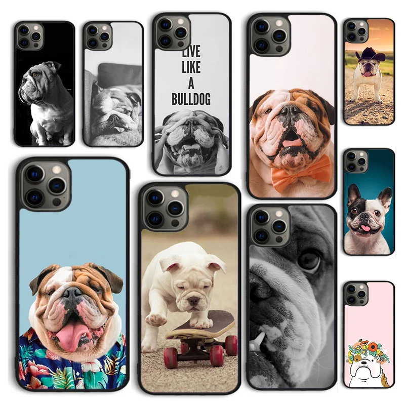 Autumu Lazy english bulldog dog Phone Case Cover for iPhone 16 15 12 mini 11 13 14 Pro Max SE 2020 Apple 6S 7 8 Plus Coque