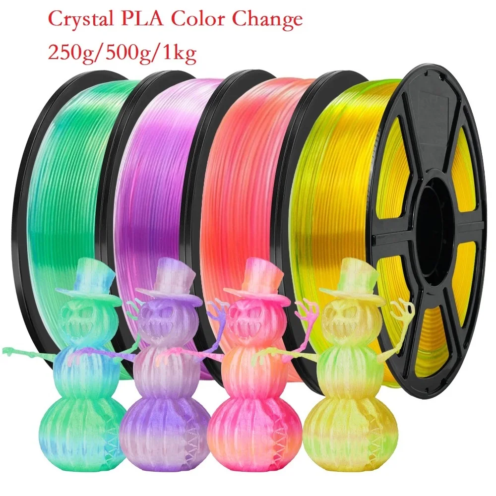 Crystal PLA Filament Color Change 1.75mm 1kg/500g/250g/200g 3D Printer Filament Gradient PLA Translucent Green Blue Yellow