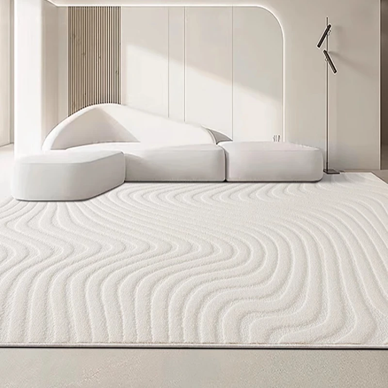

Natural waterproof silk modern premium white cream style living room carpet Japanese bedroom plain floor mat