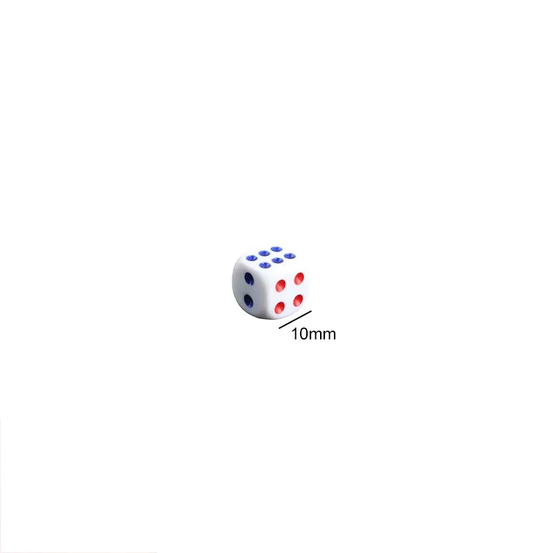 10~200PCS White D6 Dice with Red & Blue Dots – Precision 6-Sided Game Cubes for RPGs, Board Games, MTG, and Tabletop Gaming TMZ view 2