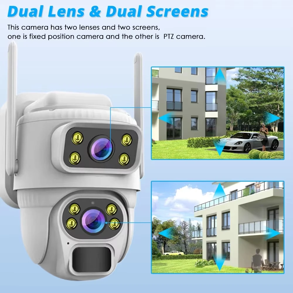 ICam365 Dual Lens 4G SIM Card Camera Solar PIR Human Detection Night Vision Security Video IP Camara 8MP 4K Battery CCTV Monitor