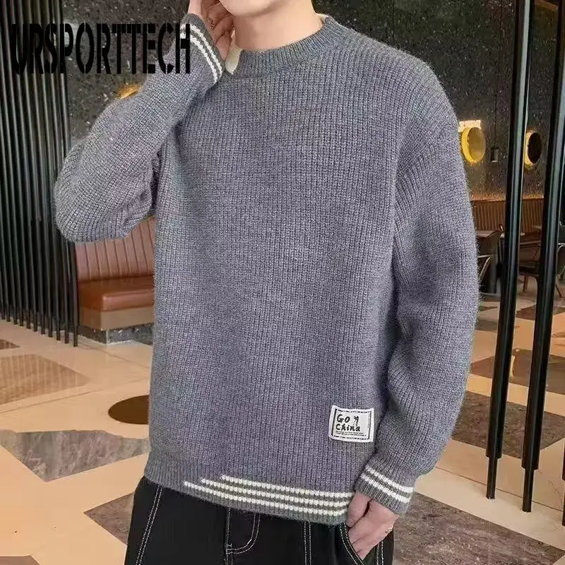 

Harajuku Autumn Men's Sweater Oversized Pull Homme Male Knitted Sweater Pullover Jumper Casual Streetwear Patchwork Men Sweaters