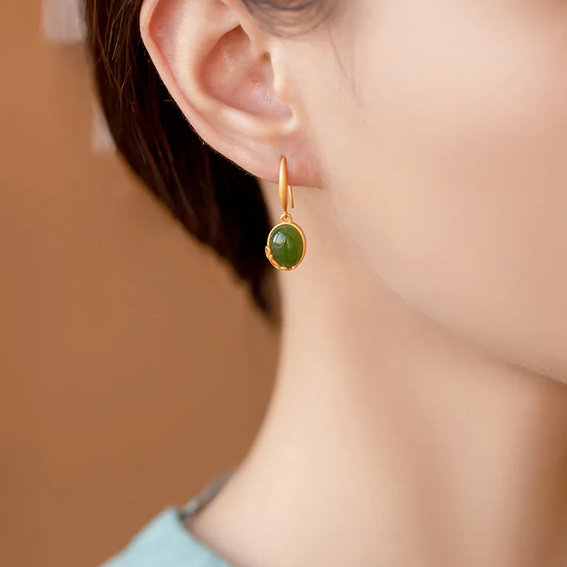 Boucles d'oreilles Hetian RXper naturelles pour femmes, conception classique, artisanat en or prairie, boucles d'oreilles à breloques vintage, bijoux de banquet