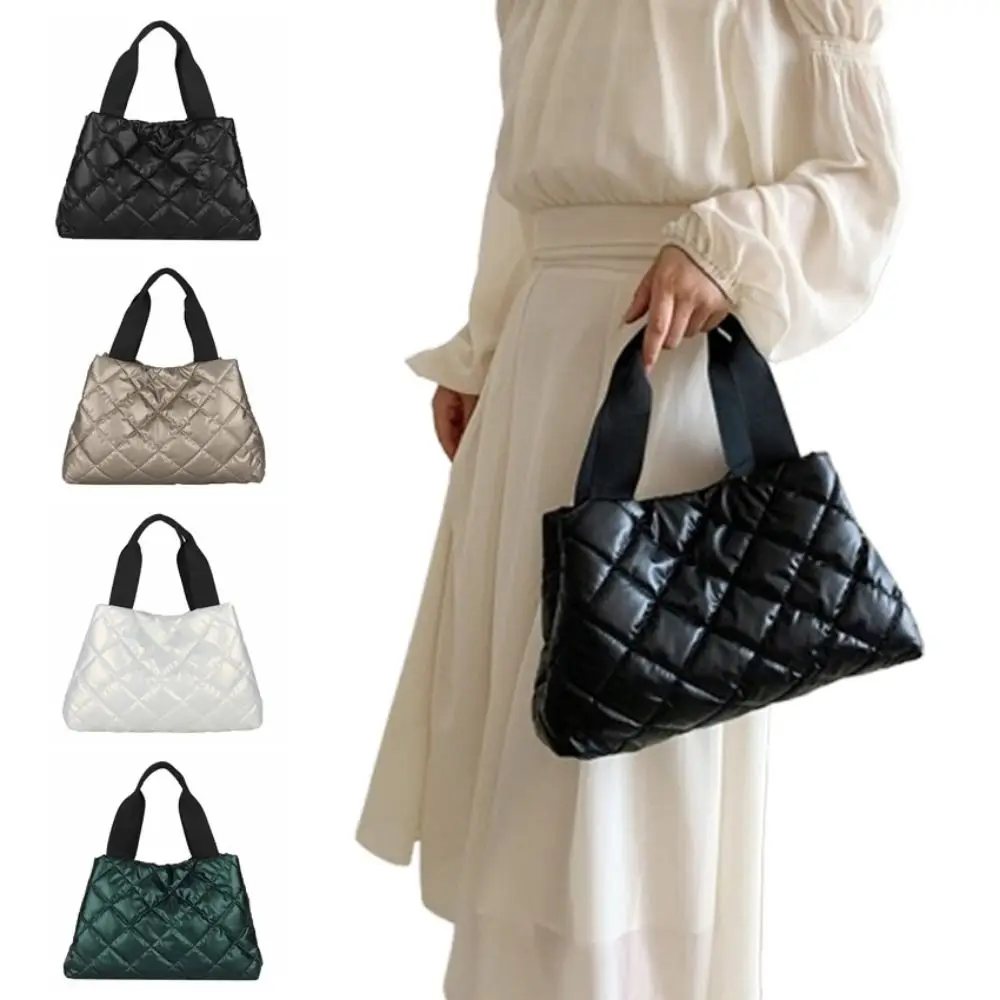 

Fashionable Trendy Puffer Shoulder Bag Soft Convenient Bubble Handbag Portable Large Capacity Down Cotton Tote Bag Lady