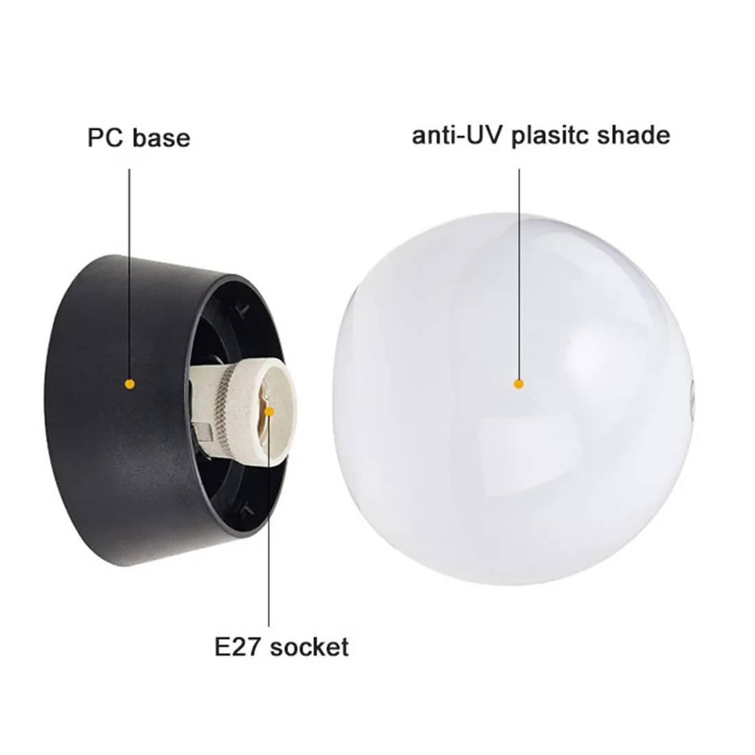 Lámpara de poste para exteriores, luces de cubierta de sombra de globo negro, Anti UV, luz de pilar de valla para patio, porche, muelle, iluminación