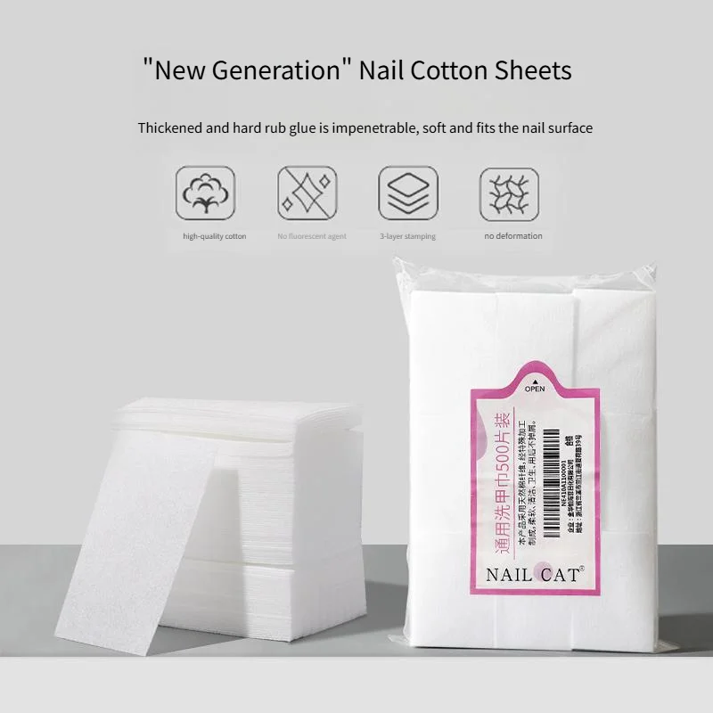 Coton dissolvant de vernis à ongles, non pelucheux, épaissi, dur, pour nettoyer le vernis à ongles, lingettes dissolvant de vernis à ongles spécial pour salon de manucure, outils pour ongles, jetables
