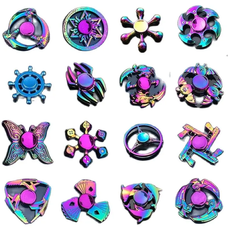 3 Stuks Regenboog Kleur Vingertop Gyro Speelgoed Metalen Spinner Kleurrijke High Speed Hand Spinners Fidget Speelgoed Stress Voor Volwassenen Decompressie