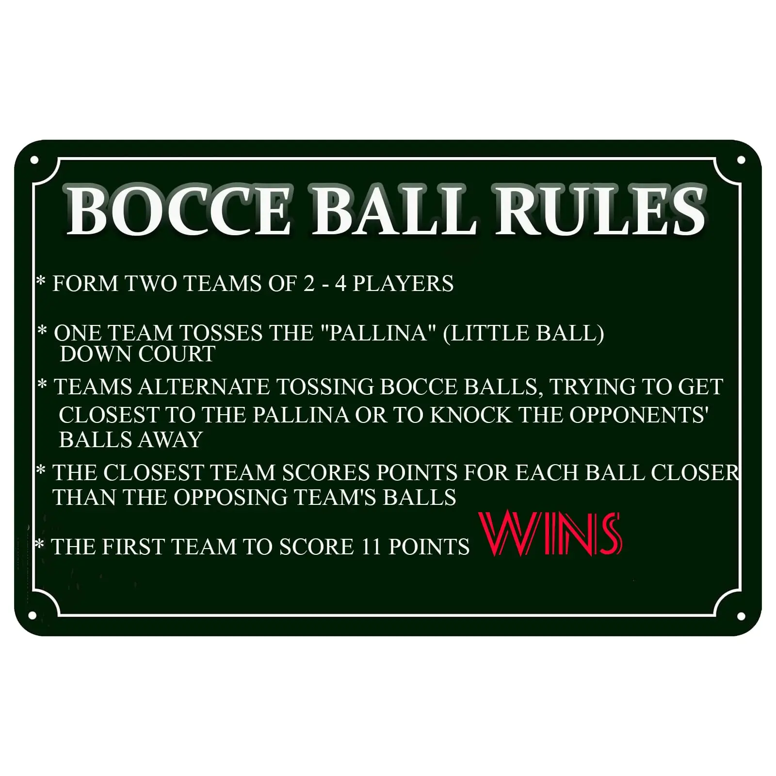 Bocce Ball Rules Vintage Metal Tin Sign Scoring Rules Poster Wall Decor Bocce Ball Crossing Tin Painting For Bar Pub Kitchen Hom
