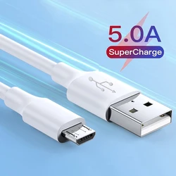 White Micro USB Cable Fast Charging 5A USB Charger Cables Data Cord Wire For Mobile Phone Samsung Xiaomi Honor Huawei Mate 40 30