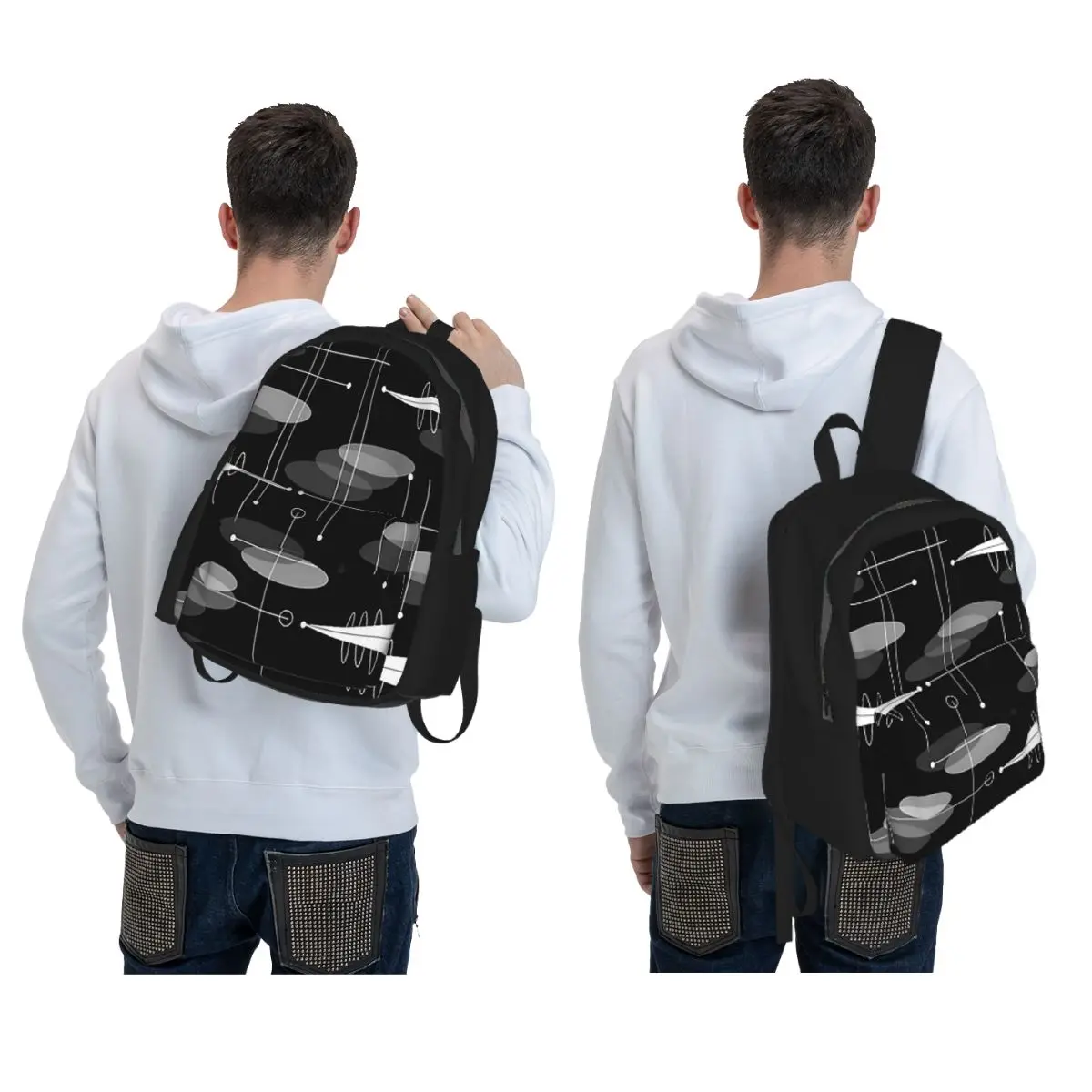 Mid-Century Atomic Space Age Backpack Boys Girls BookBag Children School Bag Computer Shoulder Bags for Men Women