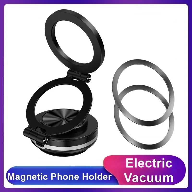 Electric Vacuum Magnetic Car Phone Mount 360 Rotation Suction Cup Car Mirro Gym Bath Shower Bracket for Iphone 16 15 14 Samsung