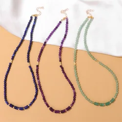 Natural Stone 4mm Beaded Necklaces Turquoises Sodalite Jades Necklace 2x6mm Spacer Beads Charm Necklaces Jewelry for Women Men