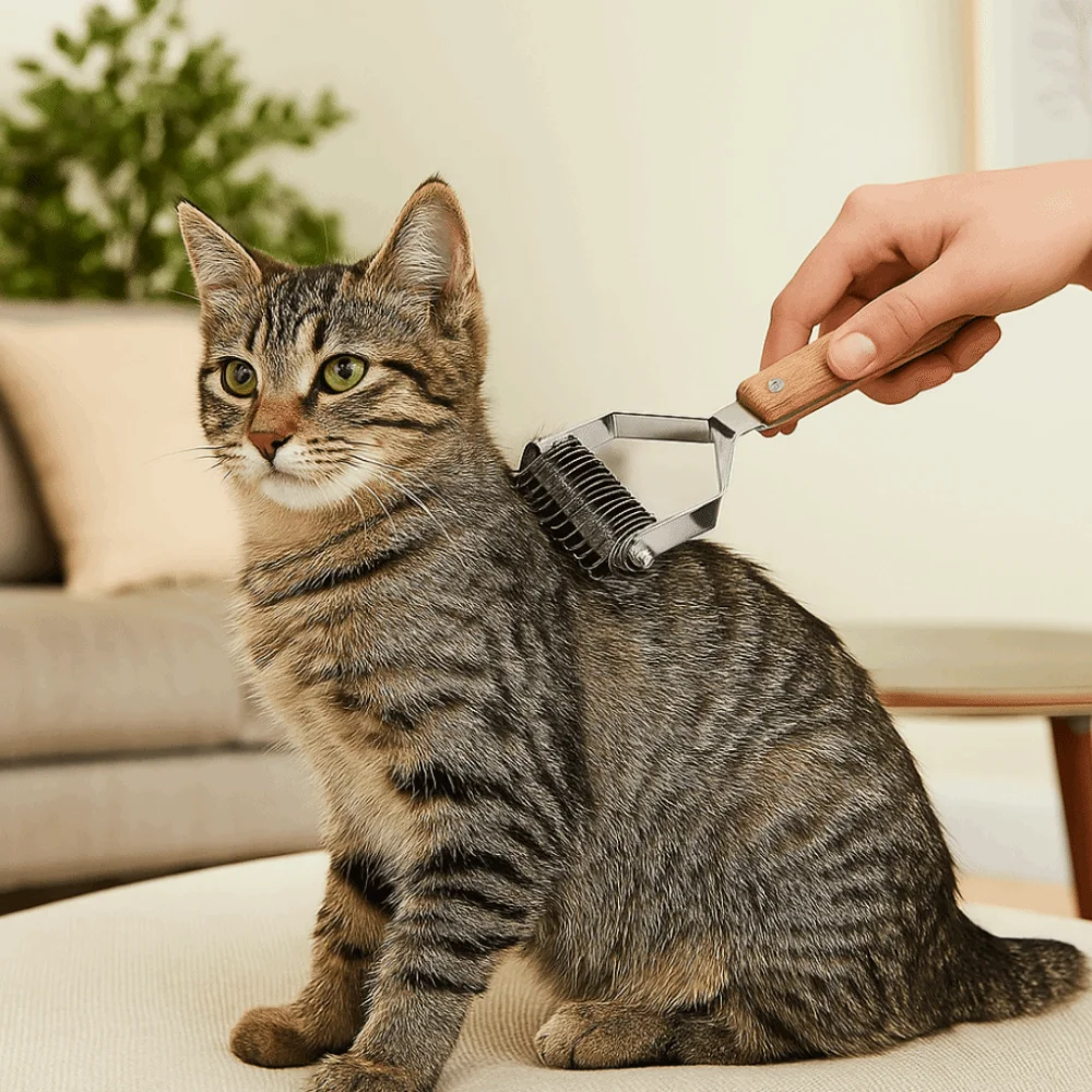 

Stainless Steel Dog Hair Removal Comb Wooden Handle Professional Dog Shedding Comb Sturdy Pet Grooming Comb for Cats and Dogs