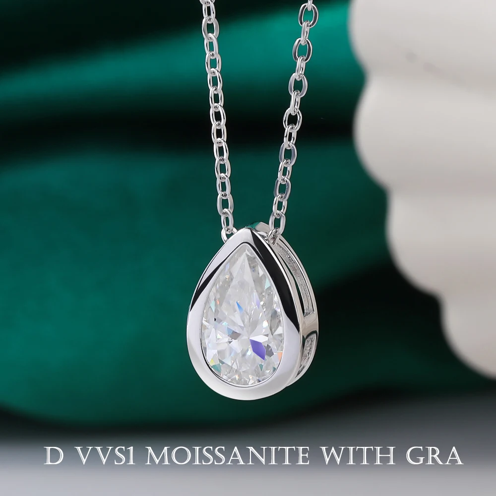 

1-4CT Real Moissanite S925 Silver Necklace for Woman Certified Pear Cut Lab Diamond Moissanite Necklaces and pendants Jewellery