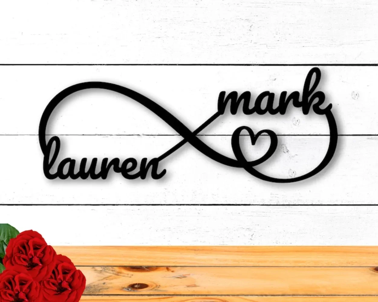 Personalized Engagement Gifts Newlywed Sign for Newly Wed Presents Metal Wall Art Signs with Infinity Symbol Custom Keepsakes