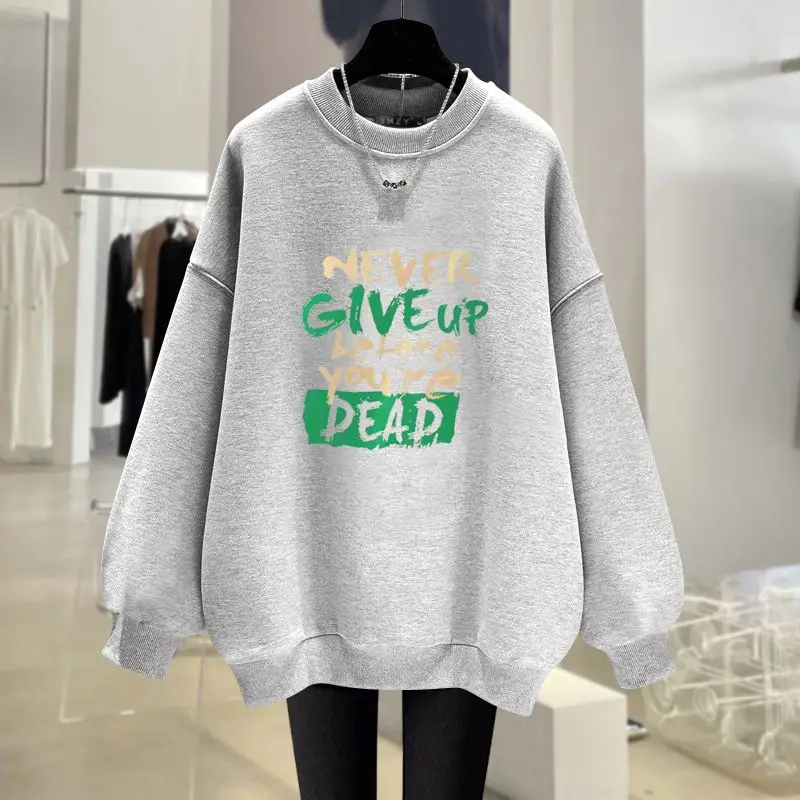 Autumn New Y2K Letter Printed Sweatshirts Fashion O-neck Long Sleeve Hoodies Women Clothing Vintage Casual Loose Top Pullovers