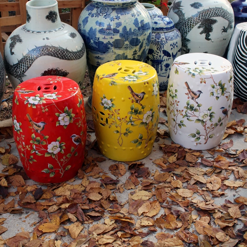 Jingdezhen American-style European-style Ceramics Drum Stool Shoes Dressing Garden home decoration porcelain Stool