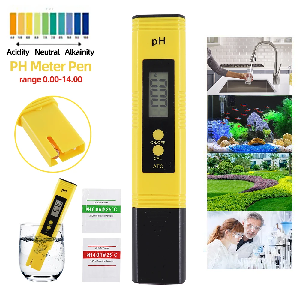 PH Meter 0.01 High Precision for Water Quality Tester with 0-14 Measurement Range Suitable Aquarium Swimming Pool