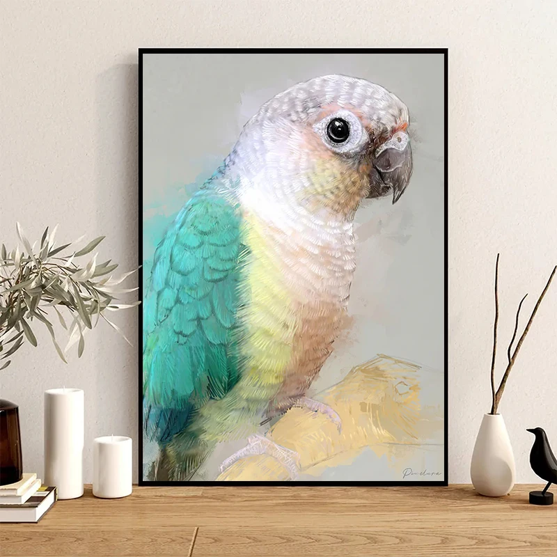 Watercolor Parrot Poster Cockatiel Budgie Falcon Canvas Painting Watercolor Style Bird Portrait Wall Art Pictures Home Decor