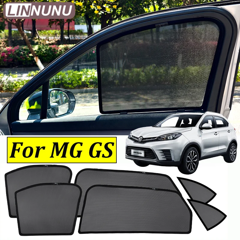 LINNUNU For MG GS 2015-2019 Magnetic Car Sunshade Window Curtain Mesh Block Sunlight UV Protection privacy Interior Accessories