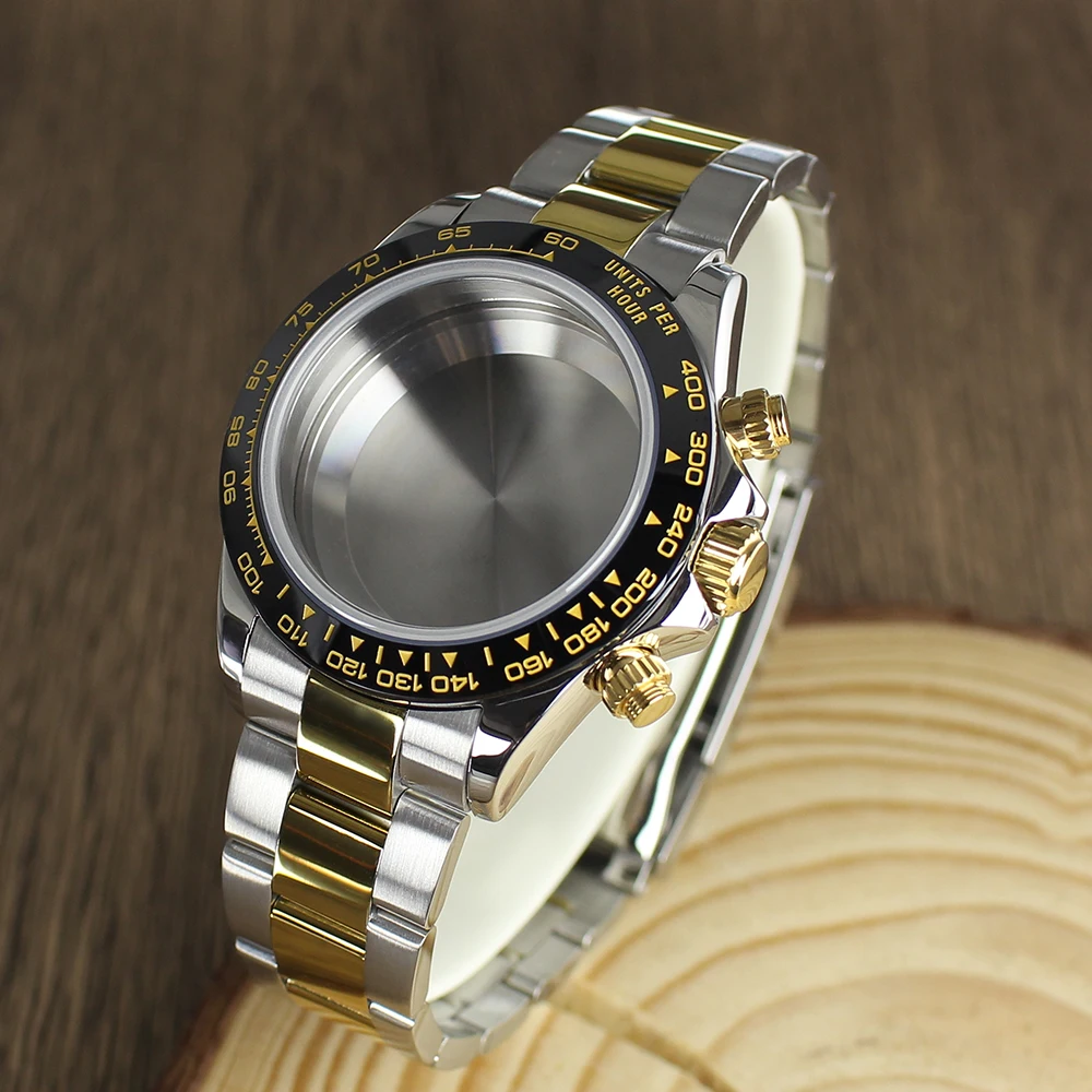 Водонепроницаемые часы VK63, 39 мм, золотой браслет, серебряное сапфировое стекло, аксессуары для Seiko VK63 VK63A, кварцевый механизм для Daytona