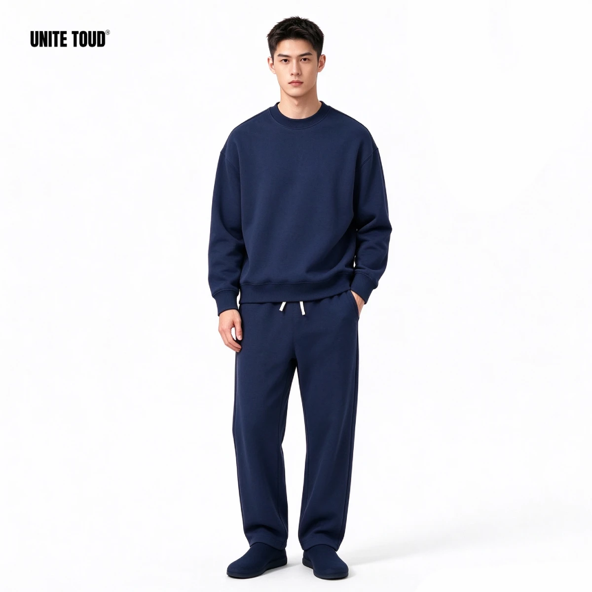 UNITE TOUD Men's Sweatshirt Set 350GSM Brushed Fleece Tracksuit Oversized  Soft Breathable Autumn Winter Homewear Christmas Gift