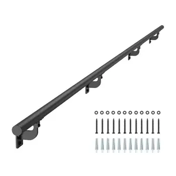 12ft สีดําอลูมิเนียมติดผนังราวบันไดในร่มกลางแจ้งราวบันไดความ...