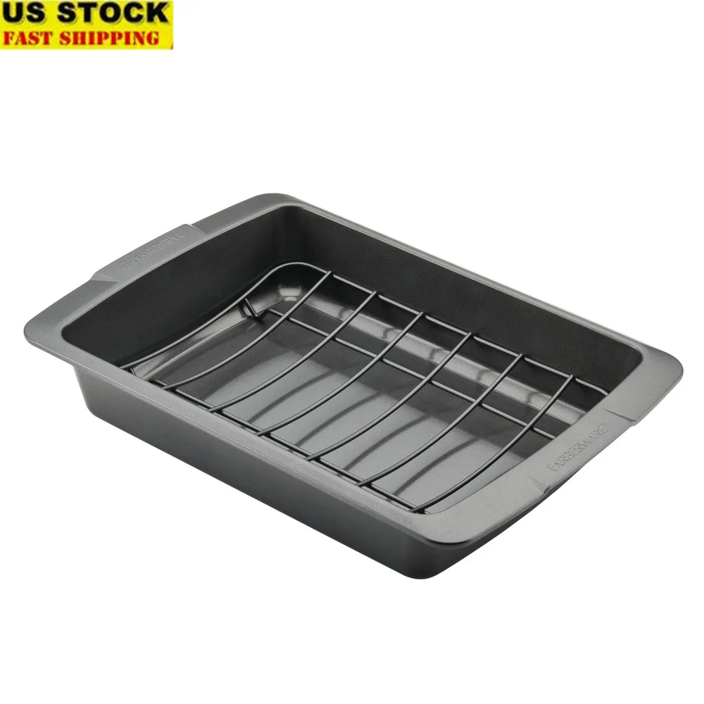 

Nonstick Roasting Pan with Removable U-Rack Heavy Gauge Steel Oven Safe Dishwasher Safe Ideal Turkey Ham Roasts Easy Cleanup