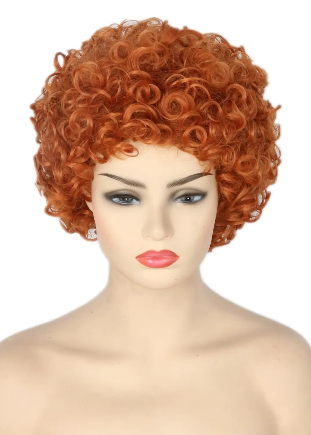 

Unisex Reddish Brown Orange Short Curly Afro Wig Halloween Costume Cosplay Party Wigs