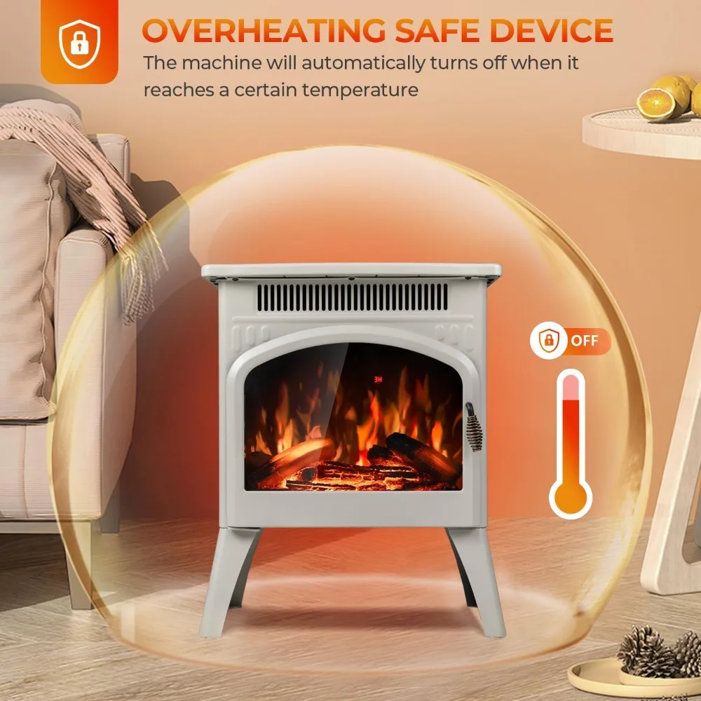 سخان مدفأة كهربائي 17 بوصة مع جهاز تحكم عن بعد، أنيق كاتدرائية، تأثيرات لهب مختلفة ومجموعة سجل وضع التسخين