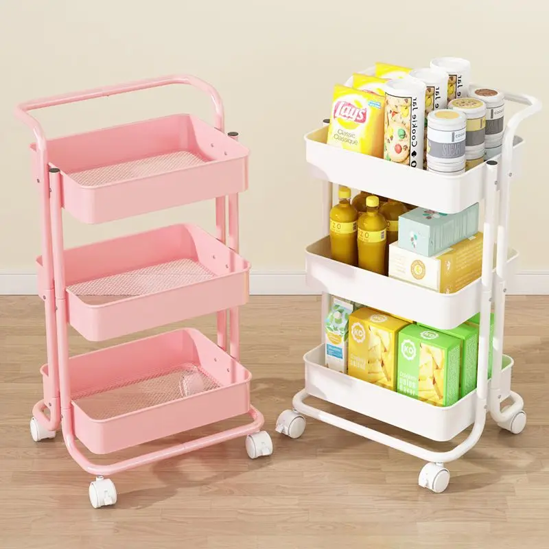 Small Cart Shelving Kitchen Bathroom Mobile Snacks Bedroom Storage Bookshelf Kitchen Islands Trolleys Rolling Cart Bar Carts Ins