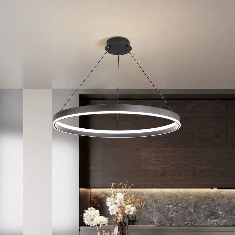 Modern Minimalism Round Ring Led Chandeliers Lighting Living Room Office Lustre Pendant Lights Home Decor Bedroom Hanging Lamps