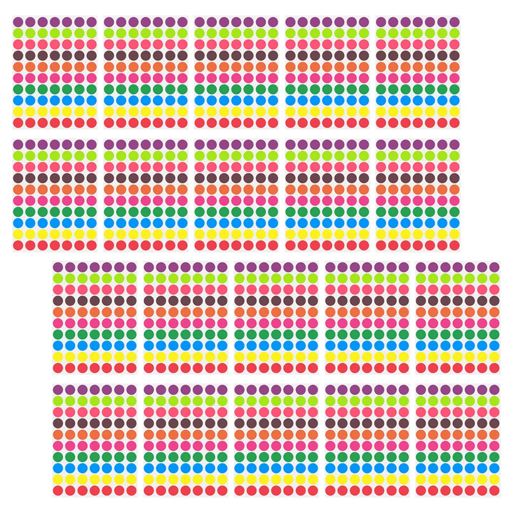 유아 흰색 원형 메이크업 강림절 달력 라벨 용지 컬러 라운드, 금박 컬러 도트 스티커, 한 장당 70 개, 1400 개