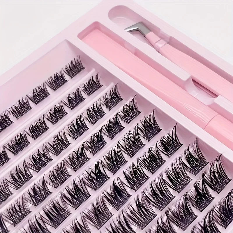 80 D-roll 8-16mm Mixed Eyelash Set | Personalized Eyelash Extension with Tools, Soft, Natural and Invisible, DIY Self Grafting a