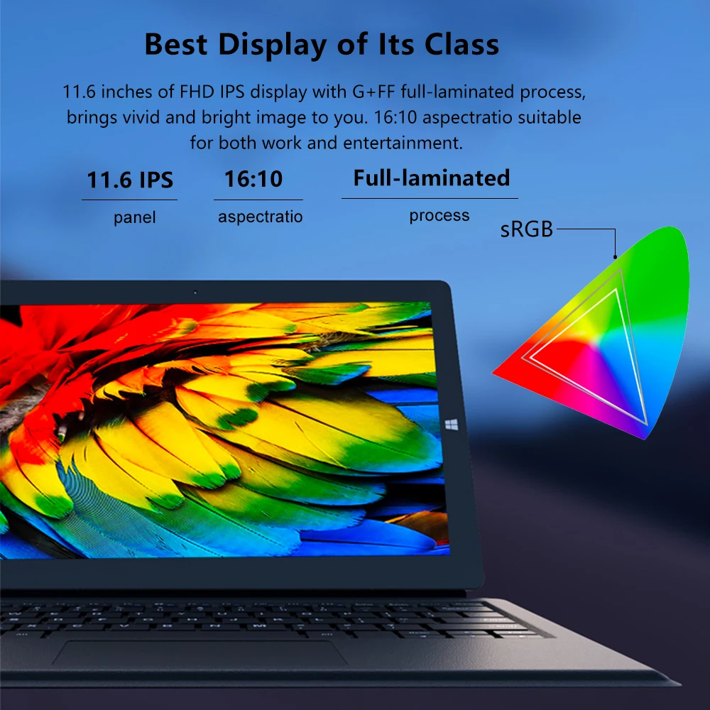SIXIGNWO 하이북 인텔 태블릿 고속 코어 프로세서, 11.6 인치 FHD 스크린, 4GB RAM, 64GB ROM, 윈도우 10 듀얼 밴드, 2.4G, 5G 와이파이